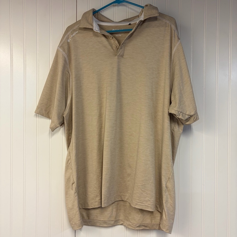 Columbia Men's Beige Tan Polo Shirt Short Sleeve XXL Golf